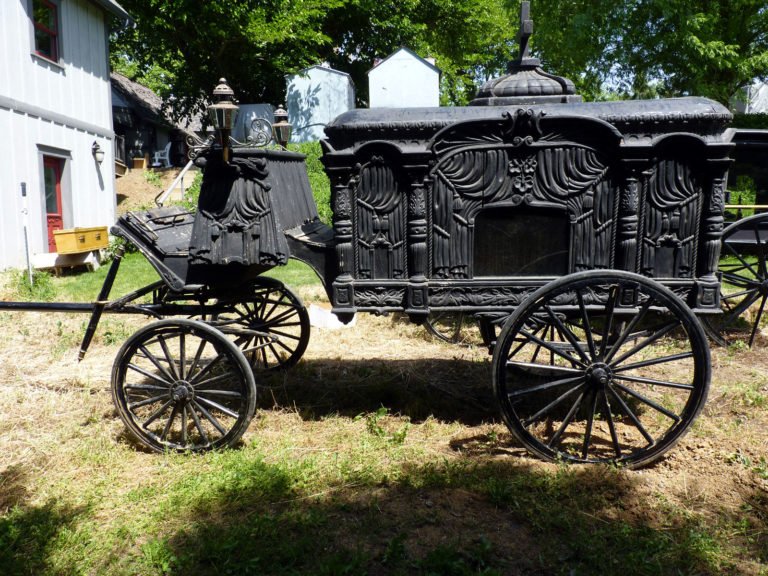 1875 Hand carved Horse drawn Hearse for a Child or Maiden
