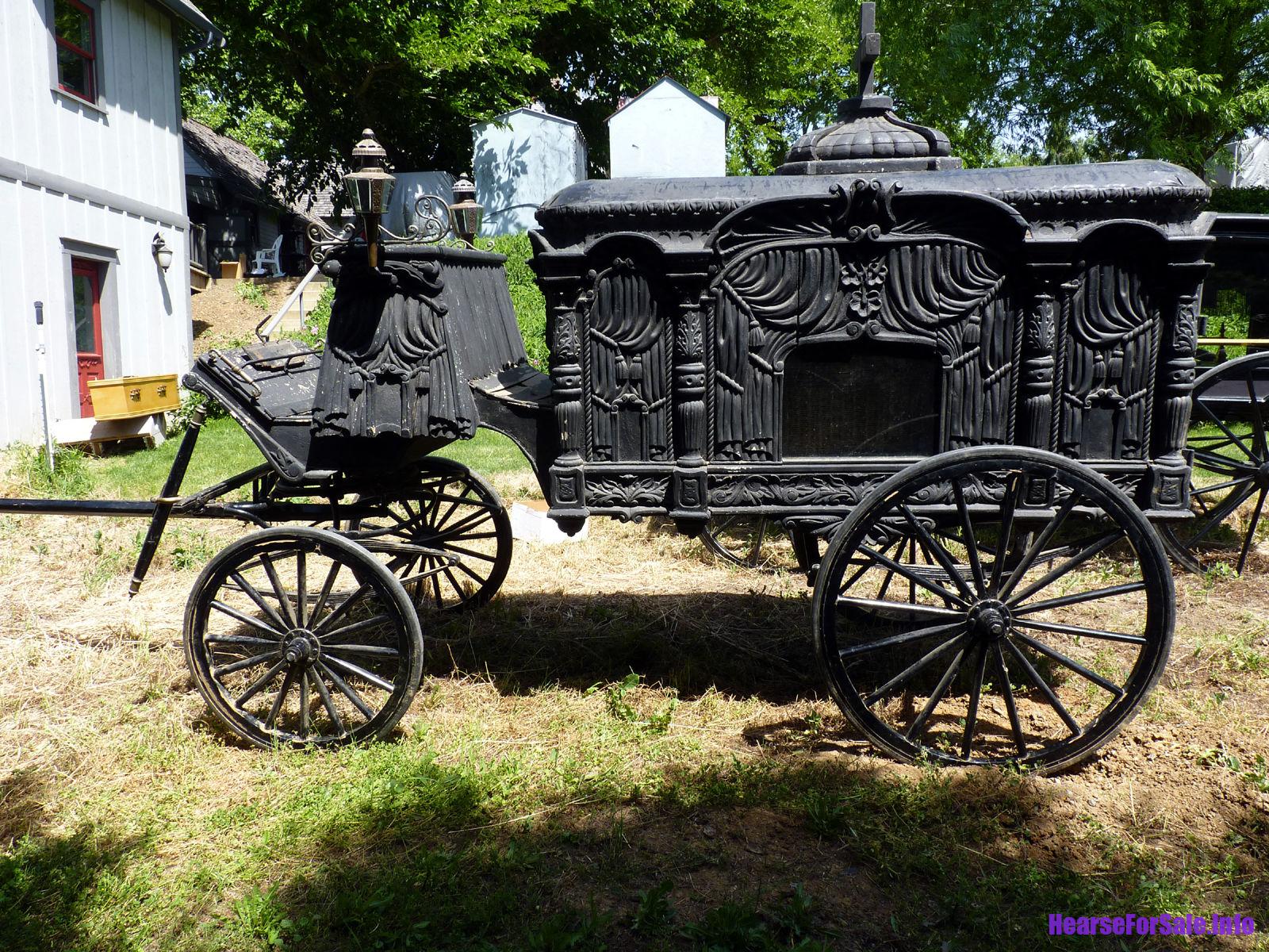 1875 Hand-carved Horse-drawn Hearse for a child or maiden.